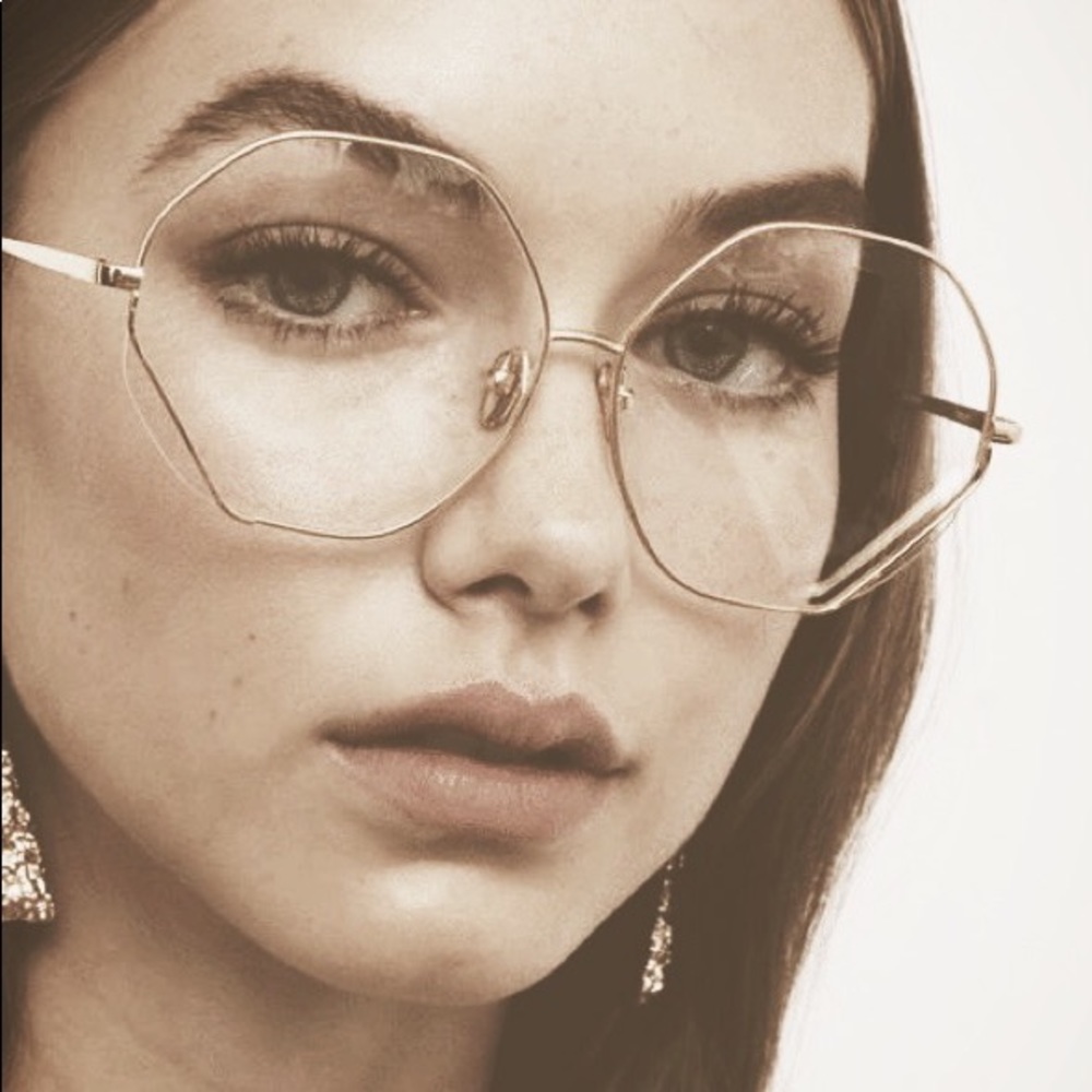 Gold Geometric Wire Glasses - Clear Lens Fashion Accessory NWOT - Picture 10 of 17
